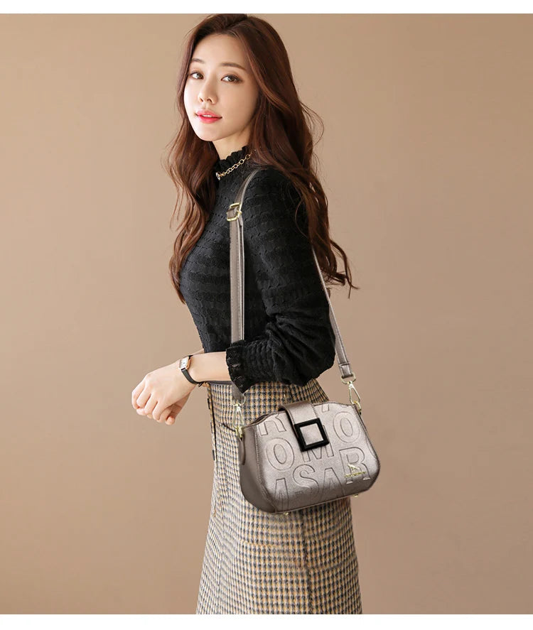 Fashion Women's Square Buckle Crossbody Bag Casual Shoulder Crossbody Bags Ladies Luxury Designer Large Capacity Travel Handbag