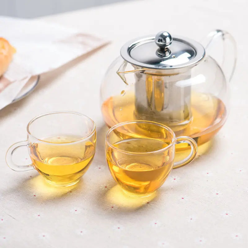 High quality Heat Resistant Glass Tea Pot,Chinese Flower Tea Set Puer Kettle Coffee Teapot Convenient With Infuser Office Home