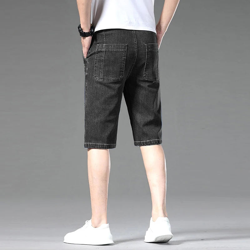 Jeans men's pants Korean version trendy jeans slim fit fashion shorts trendy breathable spring/summer multi bag work clothes cro