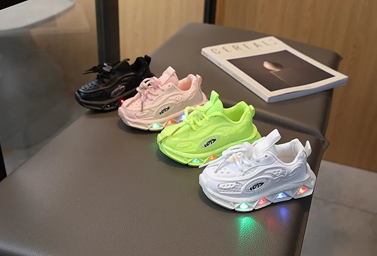 Baby Schuhe 2025 - Frühling Herbst Leuchtende Sneaker - Jungen Mädchen LED Schuhe Weiche Sohle 7-13J