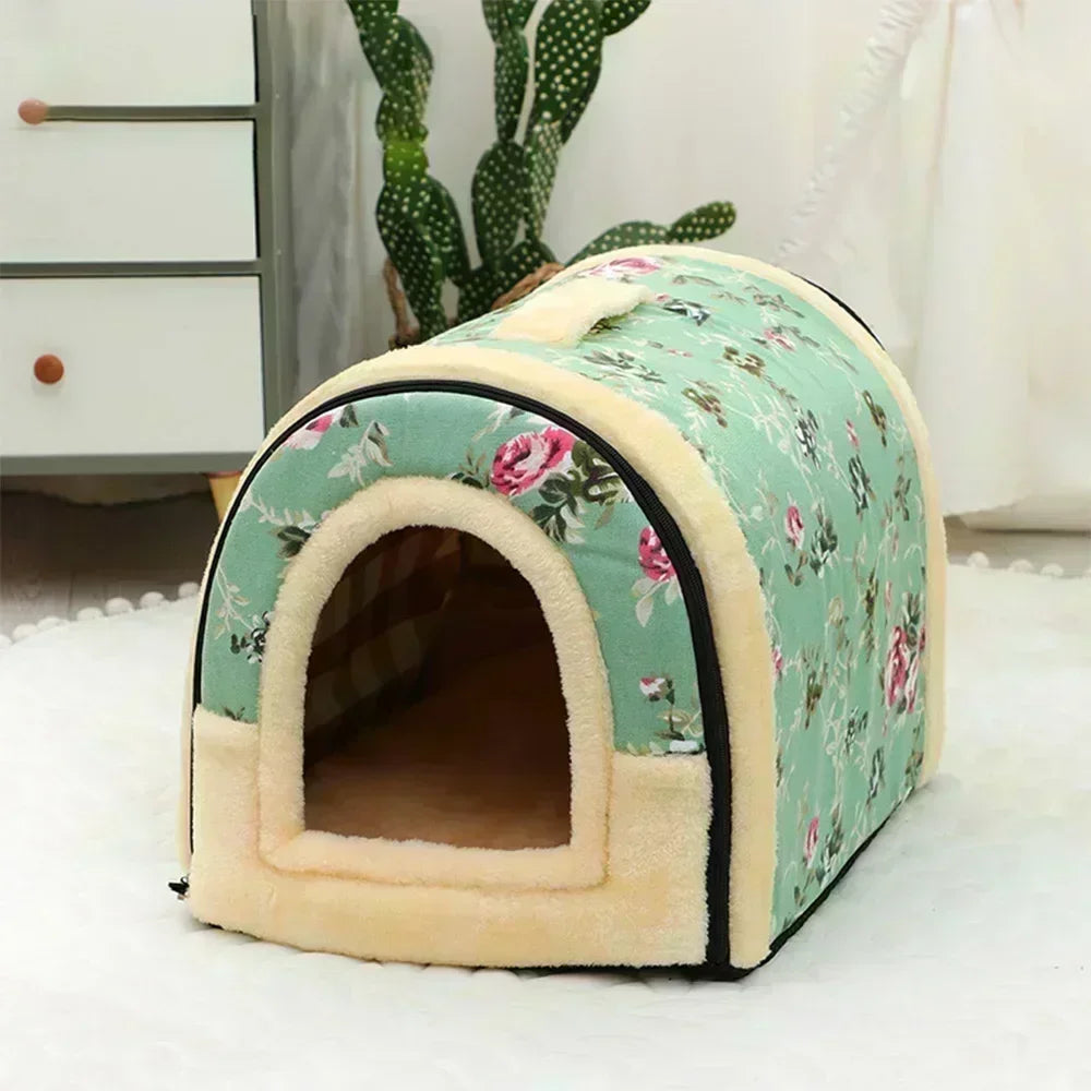 Winter Pet Cat Bed Foldable Dog House Dog Villa Sleep Kennel Removable Nest Warm Enclosed Cave Sofa Big Dog Kennel Pet Supplies