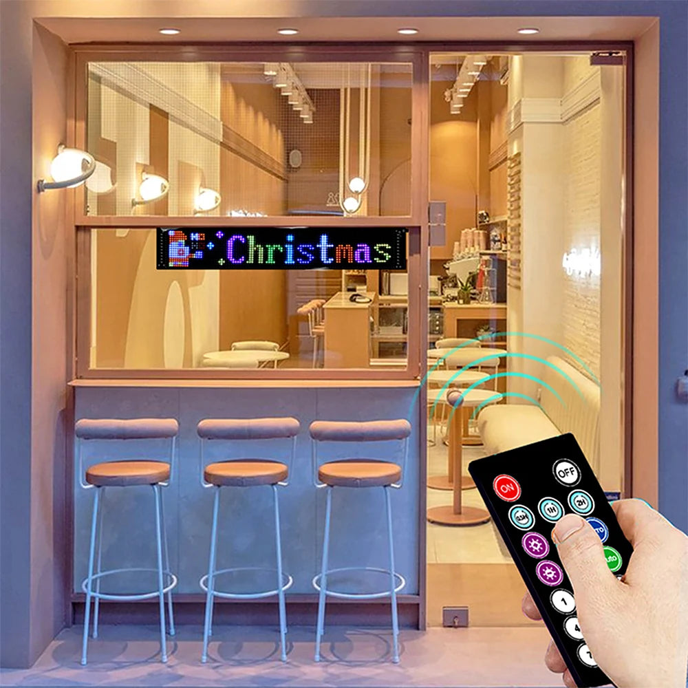 LED-Matrix-Pixel-Panel, Scrollendes Helliges Werbe-LED-Schild, Flexibles USB 5V LED-Auto-Schild Bluetooth-App-Steuerung