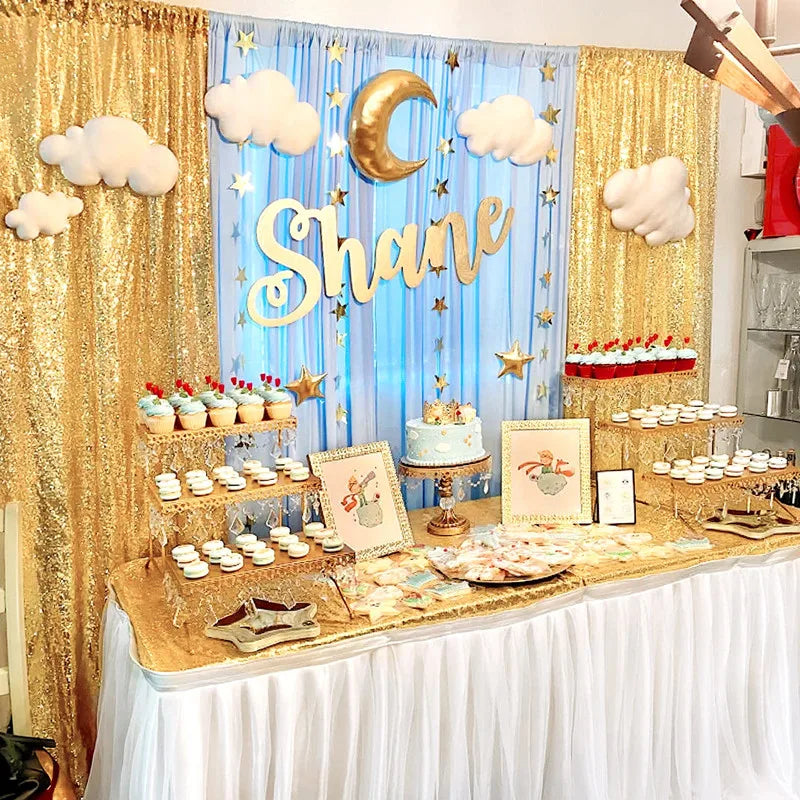 Sequin Backdrop Curtains - 2 Panels 2x8FT,Gold/Silver Backdrop Party Wedding Baby Shower Curtain Sparkle Photography Background