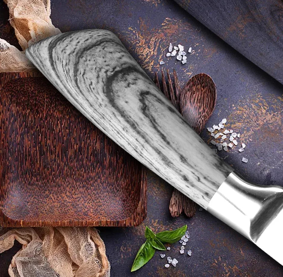 Kitchen Knife Damascus Laser Chef Knife 5 7 8 Inch Meat Cleaver Japanese Santoku Knive Butcher Slicing Cutter for Fish Vegetable