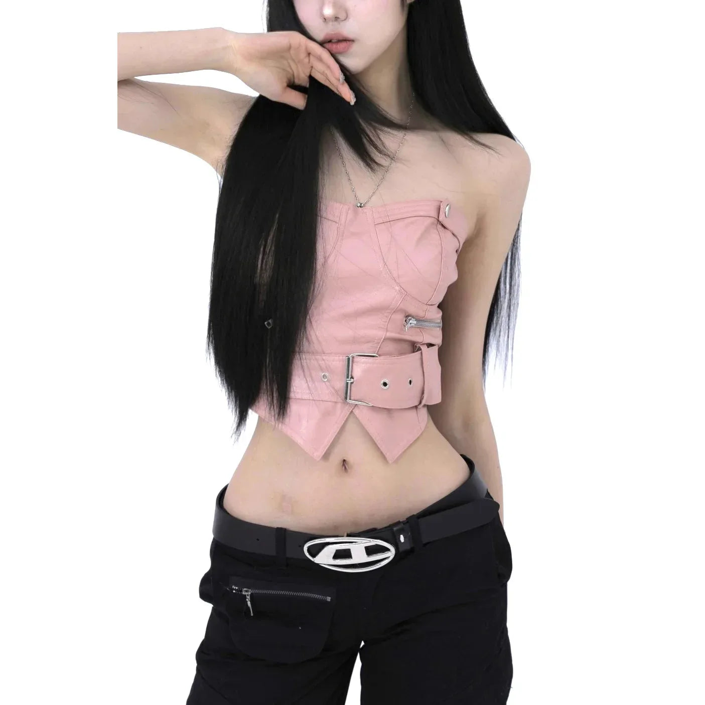 Crop Tops elegant PU Y2k Tanks Women Clothing Fashion Summer Camis 2025 Ropa Mujer Slim Waist Irregular Backless Harajuku Vest - Golden Bridge Store