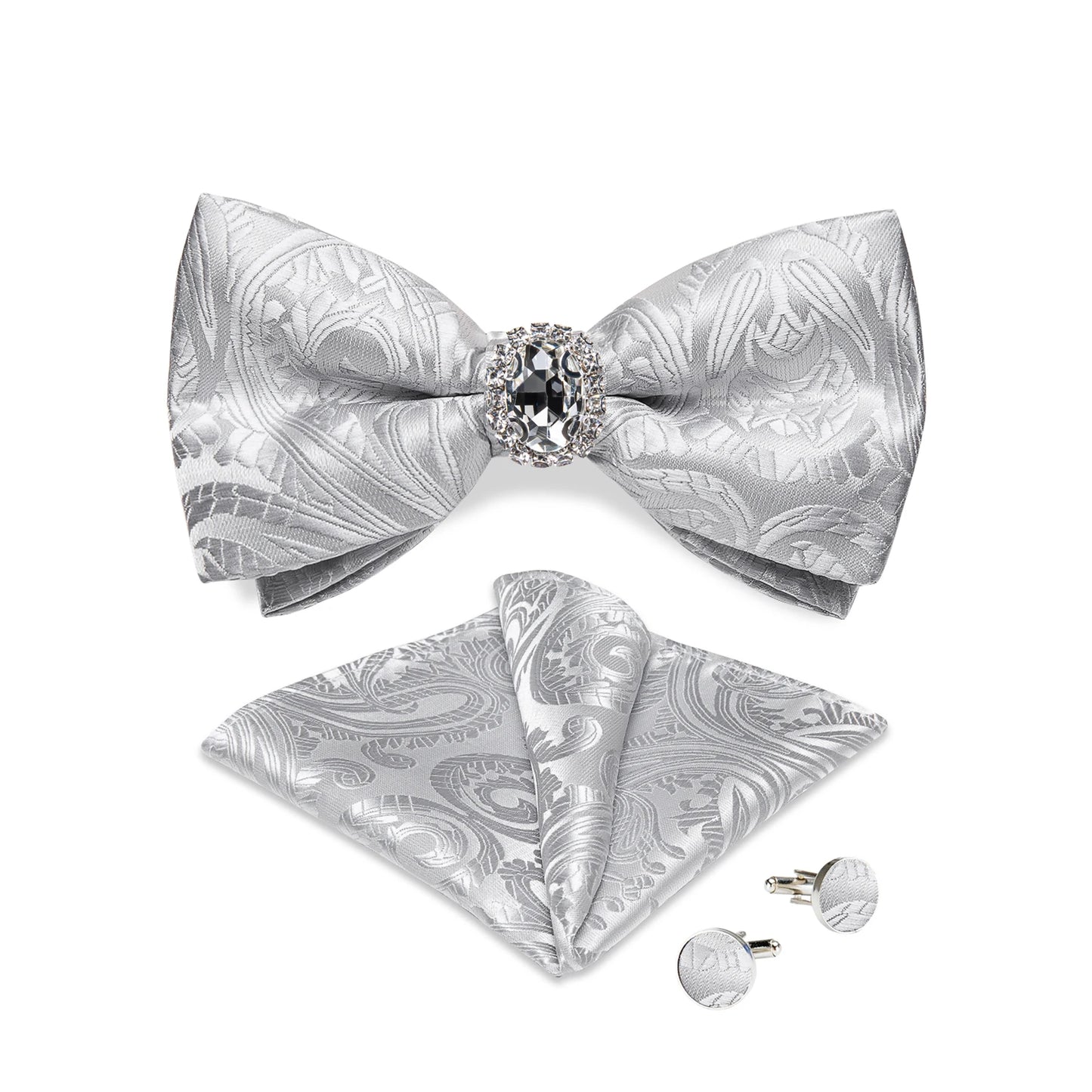 Designer Men's Silk Bowties Pocket Square Cufflink Set for Man Wedding Pre-tied Bow Ties Fashion Butterfly Knot Business Bowties
