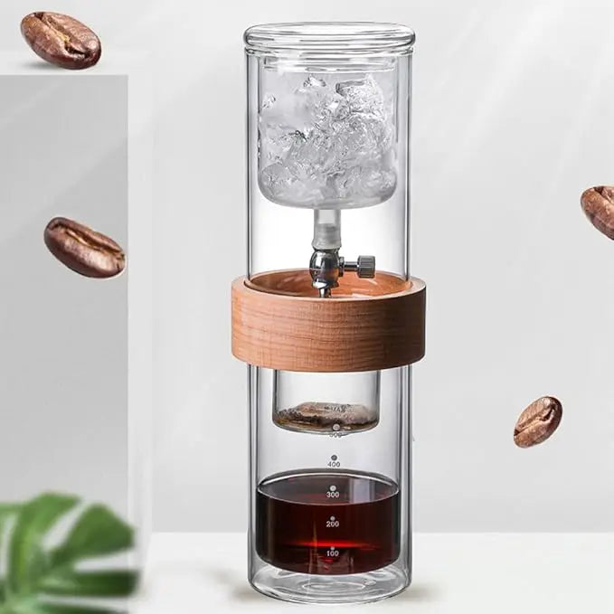 Glass Ice Drip Cold Brew Coffee Pot Portable Ice Cold Drinking Coffee Maker Home Kitchen Use Pour Over Kettle Removable Cleaning