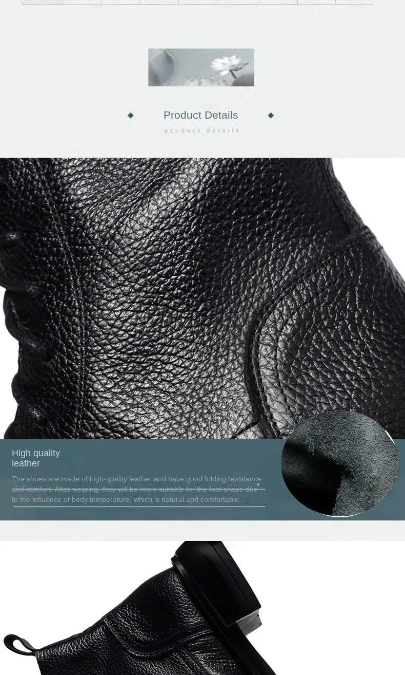 Frühling Dame Knöchel Stiefel 2025 - Echtes Kuh Leder Platform Schuhe - Frauen Winter Jugend Mädchen Weiche Sohle Dicke Absatz Ritter Schnee Stiefel