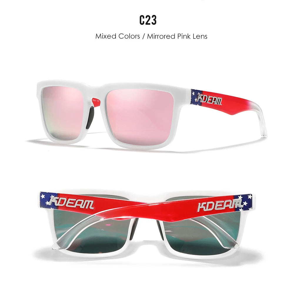 Ochelari de soare polarizați KDEAM pentru bărbați, ochelari de soare pătrați, casual, în aer liber, ochelari de soare unisex pentru femei, pentru cupluri, cu ambalaj nou