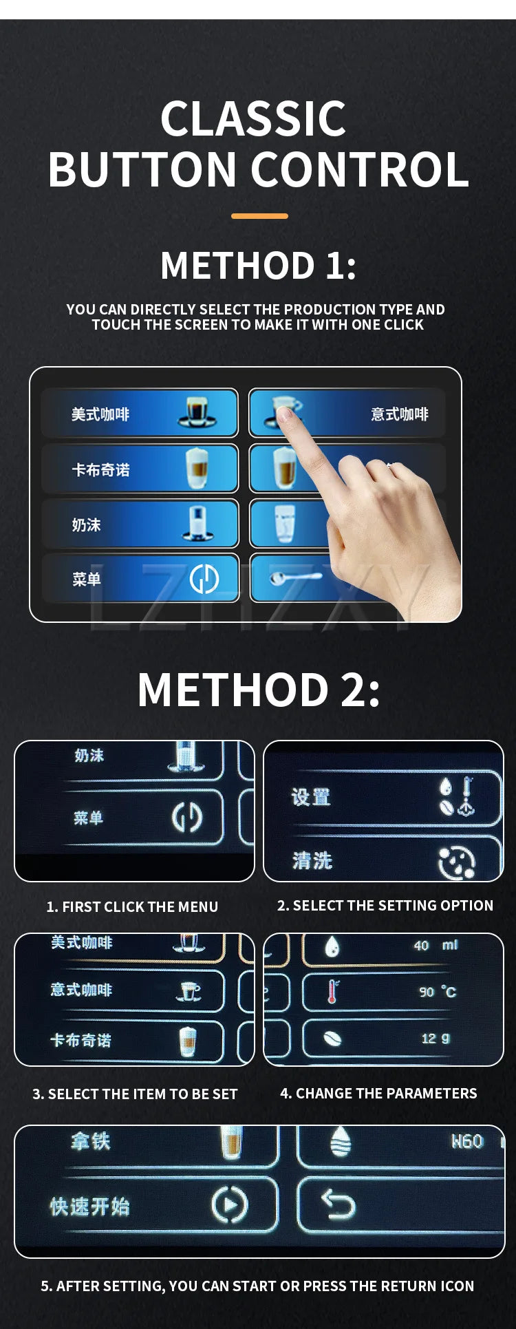 Commercial Coffee Machine Touch Screen Fully Automatic Italian American Coffee Household Freshly Ground RM-A10 Espresso Machine
