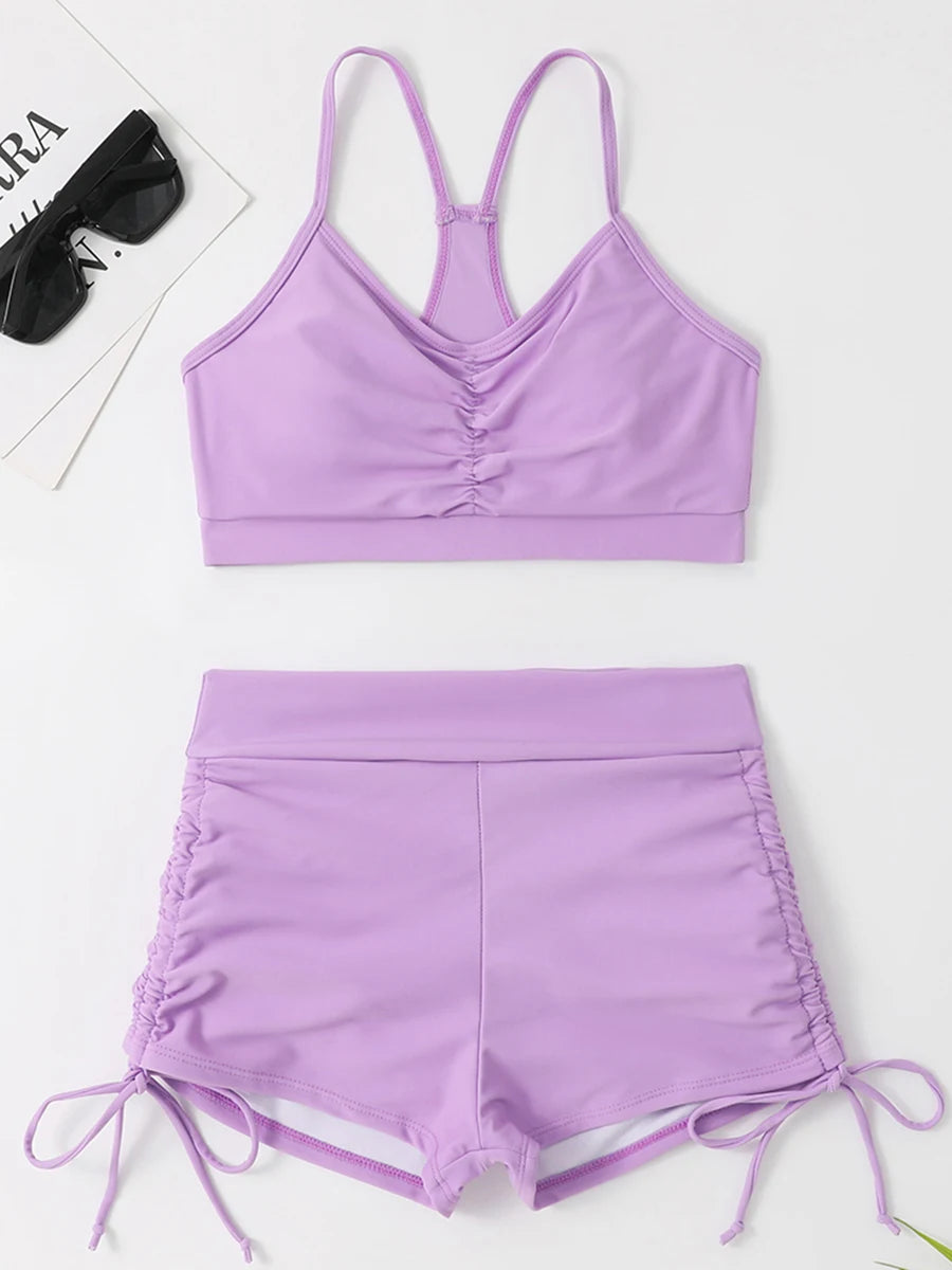 Costume de baie pentru femei 2025 - Pantaloni scurți cu talie înaltă și șnur în față