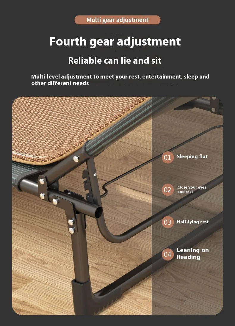 GIANXI Summer Rollaway Bed Outdoor Recliner Cool Pad Adjustable Bed Adult Lightweight Portable Camping Bed Easy Storage Crib