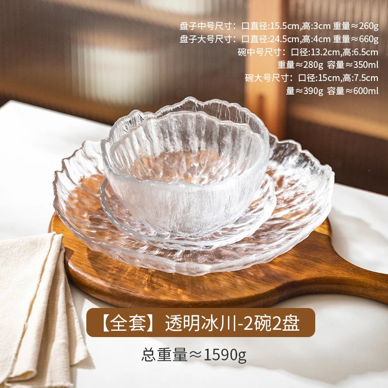 Luxus Glas Geschirr Set Haushalt Küche Zubehör Teller Und Schüssel Modern Hohe Beauty Dessert Schüssel Dim Sum Snack Teller