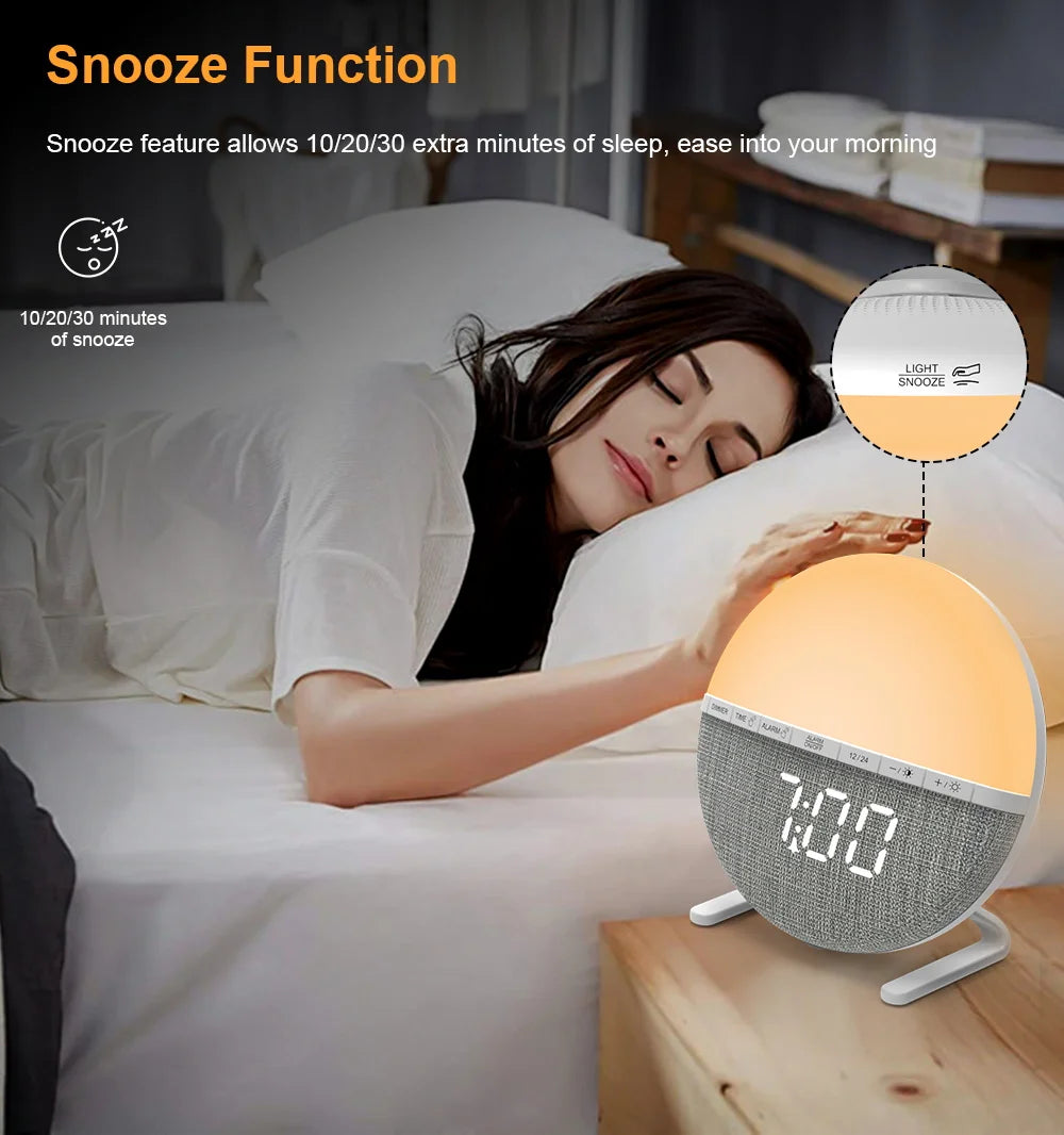 Sunrise Alarm Clock Wake Up Light Clock Night Light  Sunrise Sunset Simulation Digital Clock  Desk Clocks