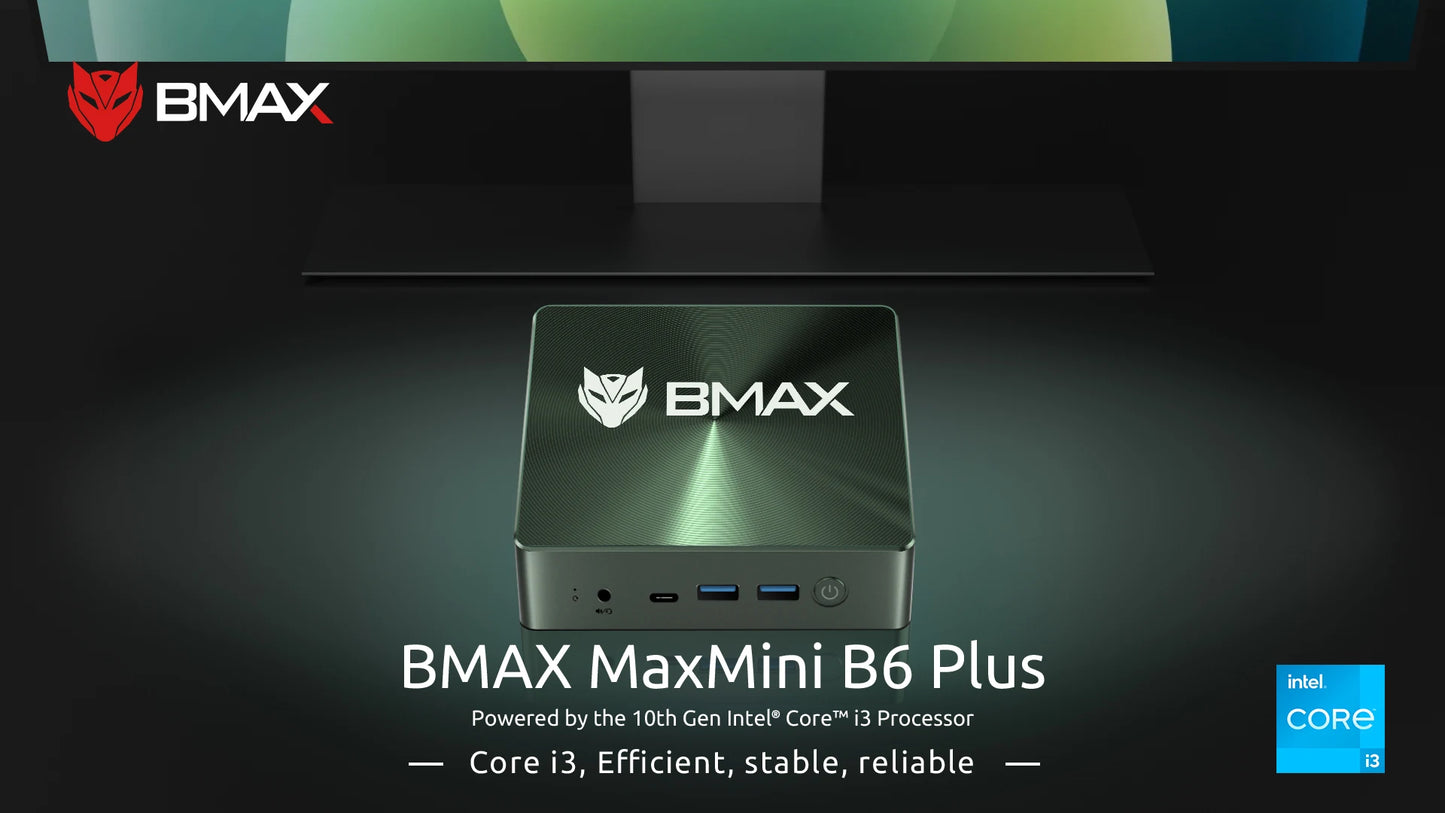 BMAX B6 Plus Mini-PC - 12GB RAM, 512GB NVMe SSD, HDMI 2x