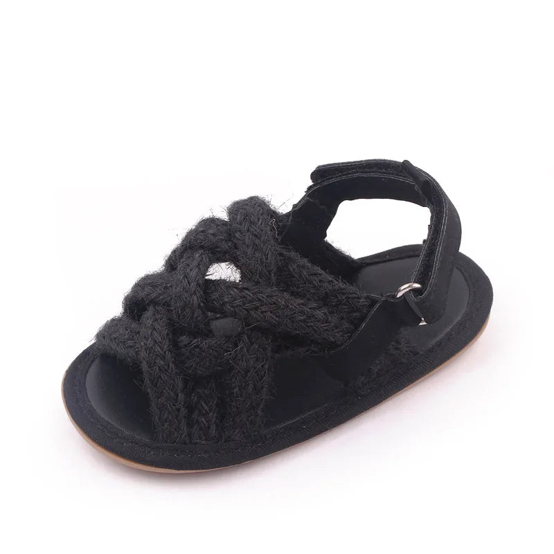 Baby Mädchen Blumen Spitze Krippe Sandalen 2025 - Süße Sommer Weiche Sohle Flache Prinzessin Schuhe - Säugling Rutschfest Erste Laufschuhe