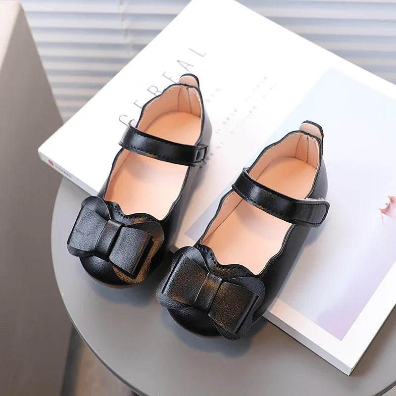 Mädchen-Schuhe 2025: Girls-Bow Leather Children's-Fashion - Casual Flat Collection