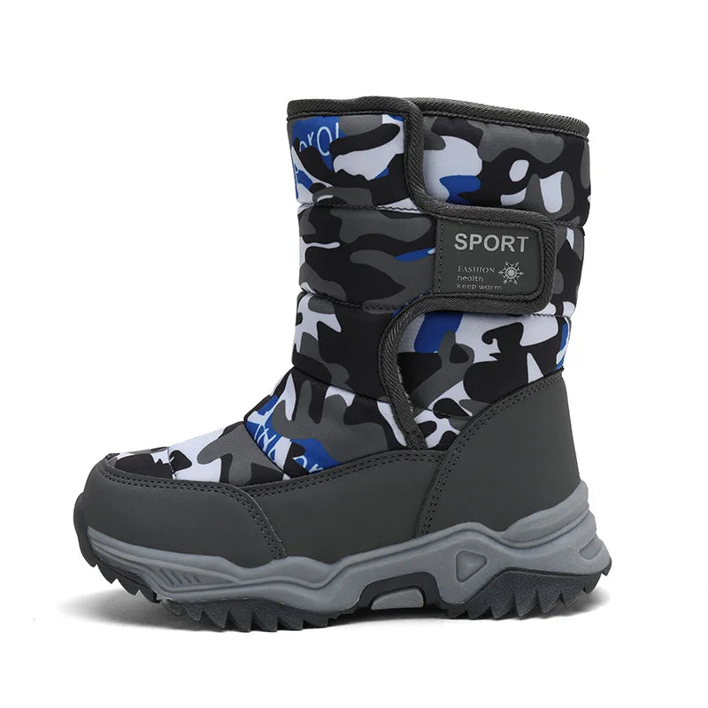 Kinder Schnee Stiefel Jungen Warme Winter Schuhe Outdoor Wanderschuhe Camouflage Komfortable Plattform Plüsch Sport Jungen Stiefel