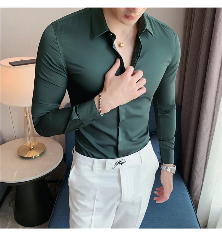 8Farben SlimFit Langarmhemd - Gr. M-L, Feiner Stoff