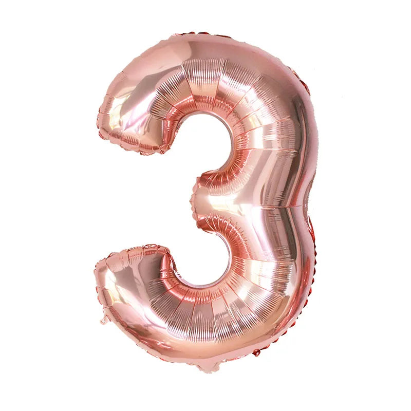 YONGSNOW 32Zoll Zahlenballon - Aluminiumfolie Rosegold