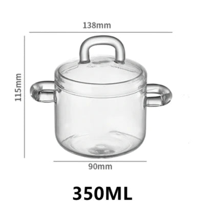 Glass Small Stew Pot Water-proof Transparent Cover Soup Cup Soup Bowl Bird's Nest Stew Bowl Open Flame Home Kitchen Supplies