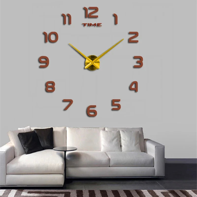 Modern Design Large Wall Clock 2D DIY Quartz Clock Fashion Watch Acrylic Mirror Stickers Living Room Home Decoration Decor