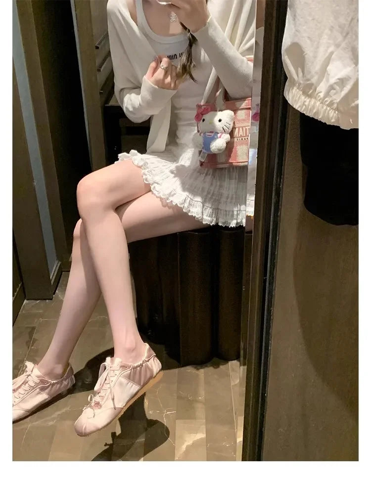 Comemore 2025 Neu Sommer Damen Ballet Stil Süß Mädchen Sport Board Schuhe Mode Satin Schleife Freizeit Flats Damen Komfortabel