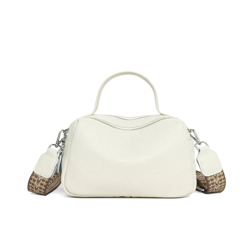 HebeiChoice Vintage Boston Echtes Leder - 2L 25x18 cm