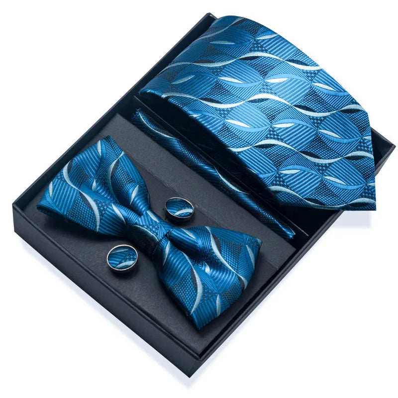 Men's Tie Pin cuff square bow Tie with pocket square cufflinks Set Paisley Men's Business Wedding Suit Accessories 6-piece set
