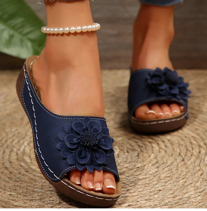 Women's Sandals Soft Heels Sandals Summer 2025 Casual Wedges Heeled Shoes Women Elegant Low Platform Slippers Sandalias Mujer