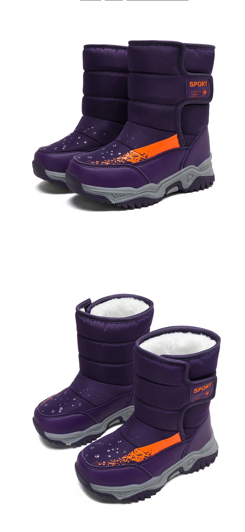 Kinder Winter Stiefel 2025 - Warme Leder Boots Jungen Mädchen - Rutschfest Gefüttert Pink Lila - Mode Winterschuhe