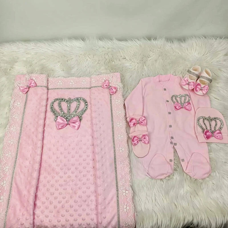 Baby-Outfit-Set 2025: 5-teiliges Spitzen-Baumwoll-Set für Neugeborene - Säuglingspflege-Kollektion