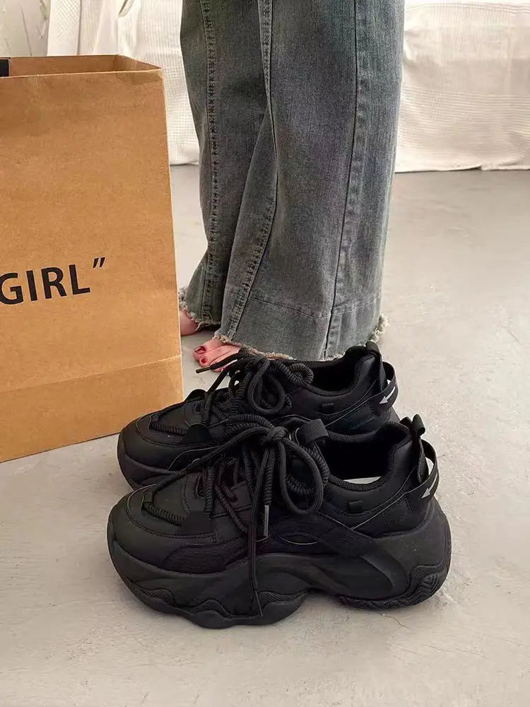 YSHUNIJ Plateau Sneaker Damen - Weiß 3cm Absatz Passt