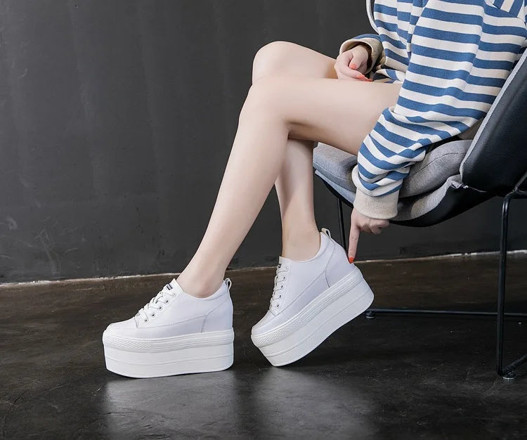 White Luxury Designer Sneakers On Platform Sports Shoes For Women  New Fashion Thick Bottom Wedding Shoes High Heel