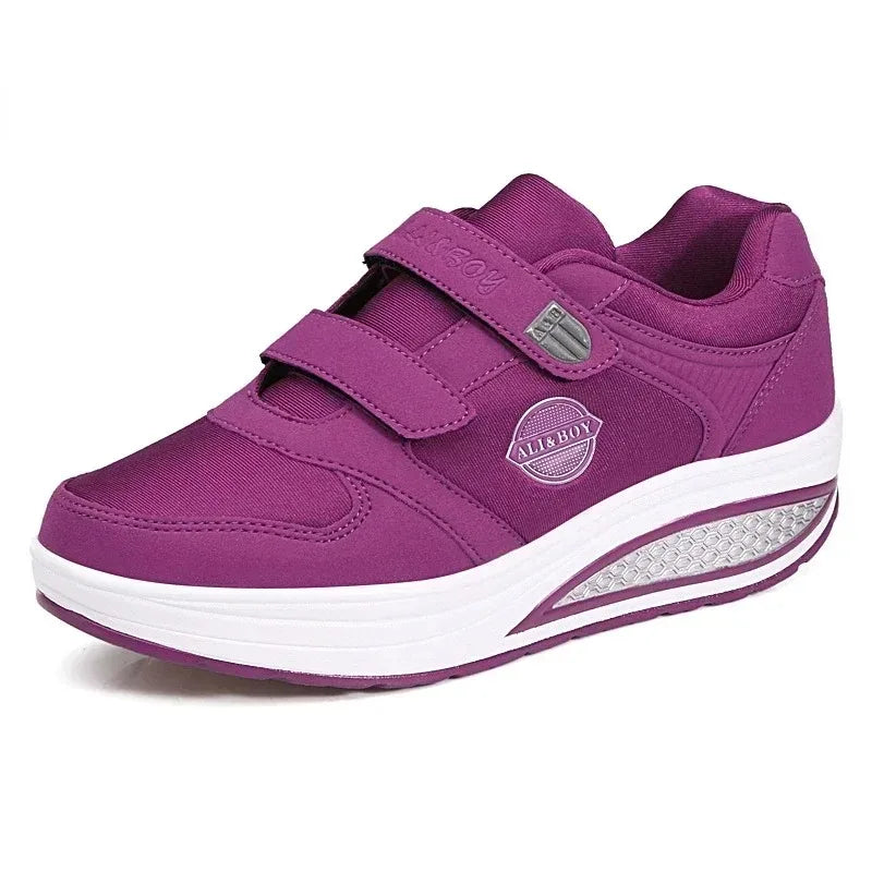 Women's Swing Sneakers Wedge Platform Toning Sports Shoes for Woman Breathable Slimming Fitness Newing Mom Shoes Thick Sole2024