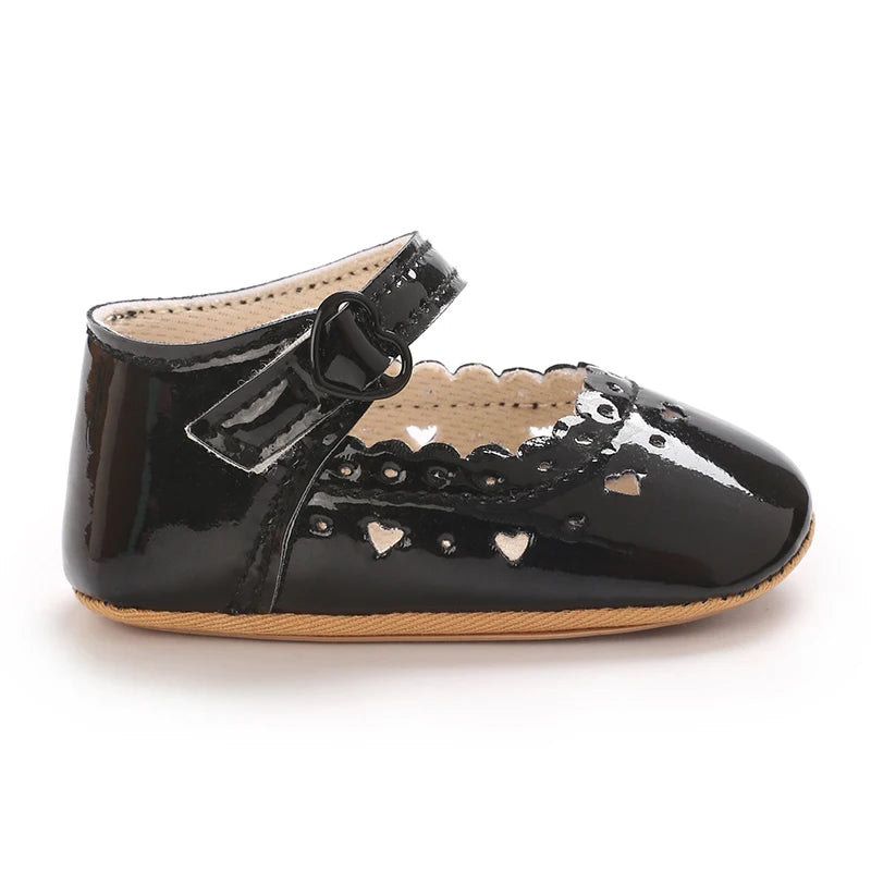 Einfarbige Baby Mädchen Mary Jane Schuhe 2025 - Weiche Gummisohle Anti-Rutsch - Frühling Herbst Prinzessin Schuhe 0-18M