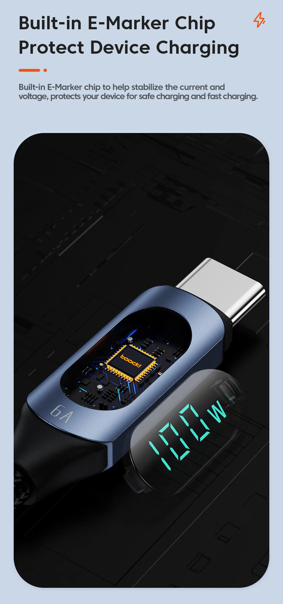 Toocki Typ-C Kabel PD 100W - 5A, USB-C zu USB-C Display