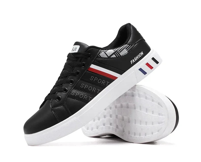 Men's Sneakers Breathable Mens Flat WhiteTennis Shoes Skateboard Shoes Casual Sports Shoes for Men Lightweight PU Leather