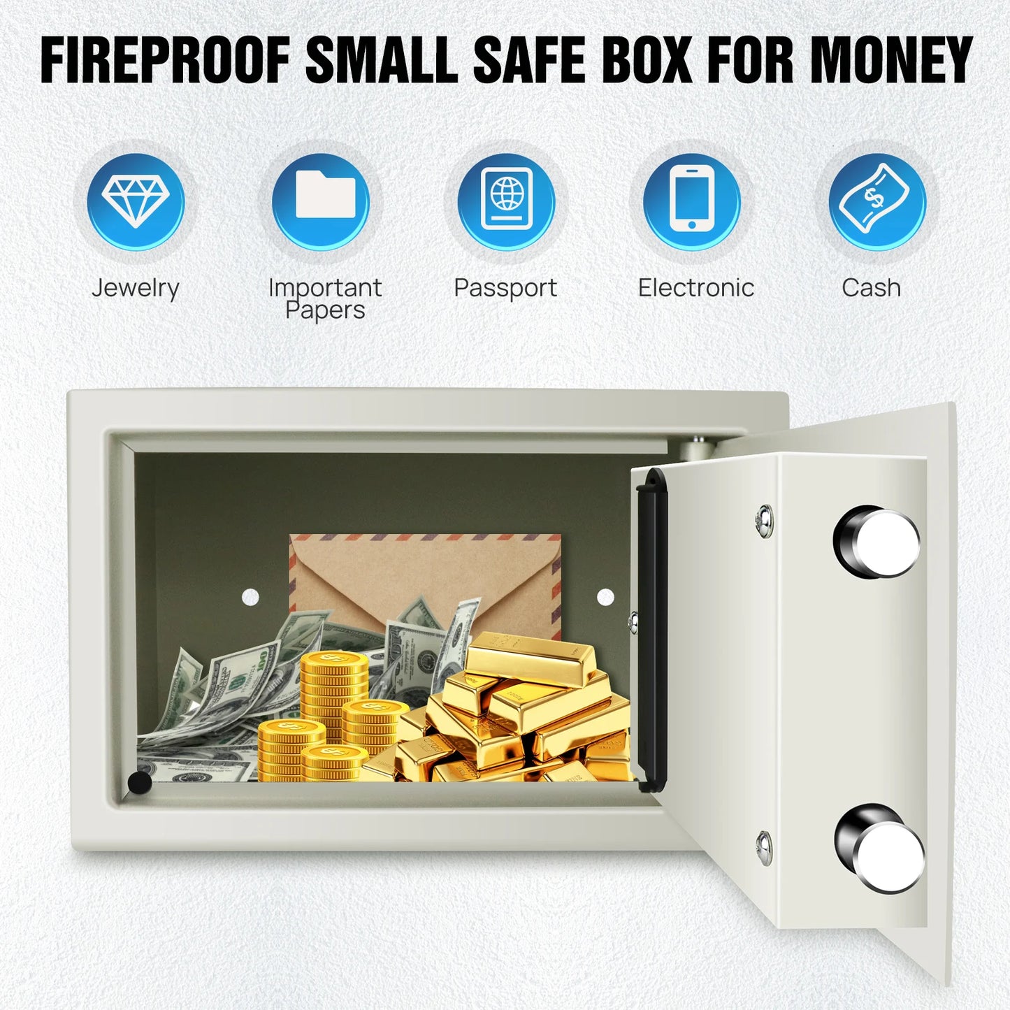 DayPlus 16L Digitaler Stahl-Safe - Elektronische Sicherheitsbox für Büro und Zuhause