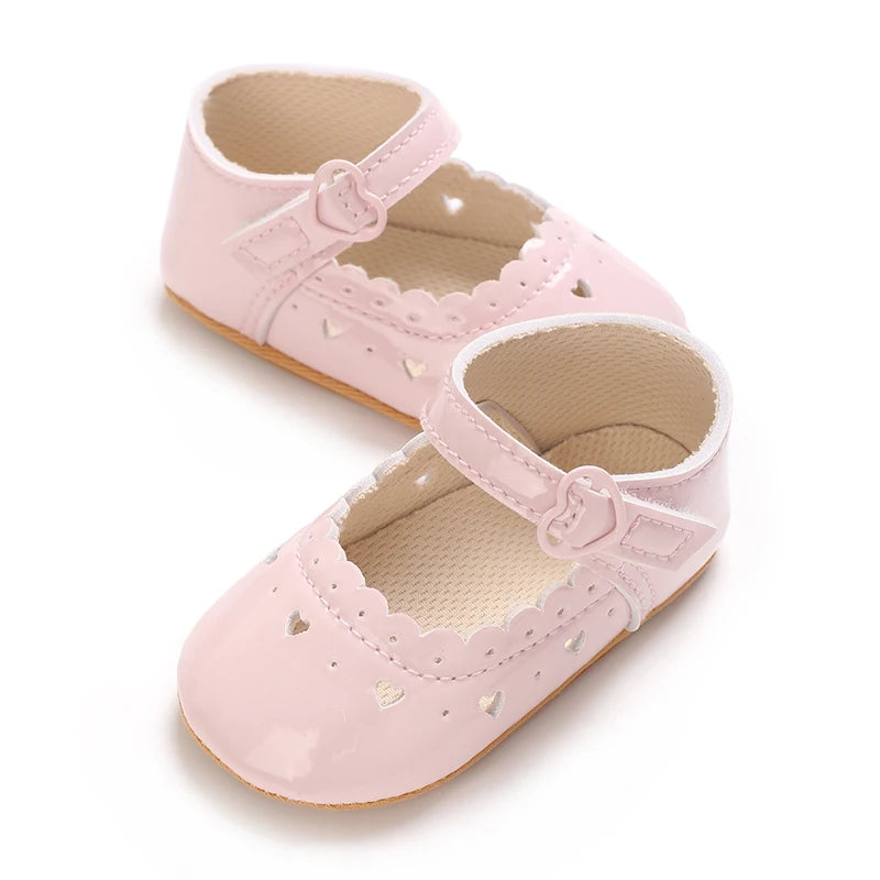 Einfarbige Baby Mädchen Mary Jane Schuhe 2025 - Weiche Gummisohle Anti-Rutsch - Frühling Herbst Prinzessin Schuhe 0-18M