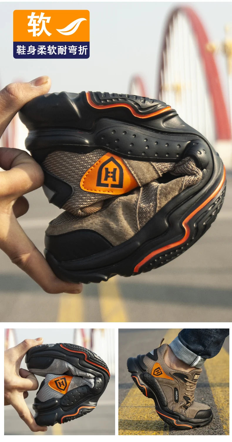 Pantofi de lucru pentru bărbați, pantofi de siguranță anti-șoc, anti-punctură, pantofi indestructibili, respirabili, confortabili, cu vârf de oțel, pantofi de protecție