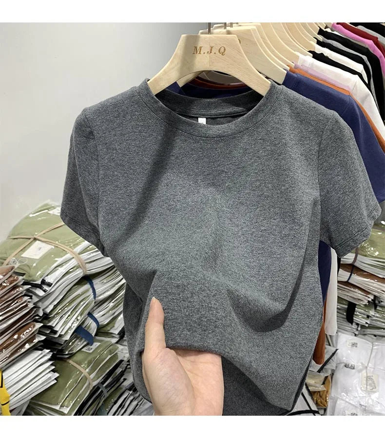 Women T Shirt Girls T-Shirt Woman Clothes Tops Cotton Tshirt Female Short Sleeve Spring Tee elegant Y2k Top White