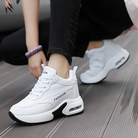 Women Sneakers Thick Soled White Height Increasing High-quality Sports Trend Fashion Walking Breathable Casual Shoes for Women