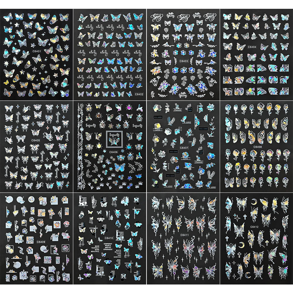 Fluturi Holo Y2K MAFANAILS - 12 Autoadezive