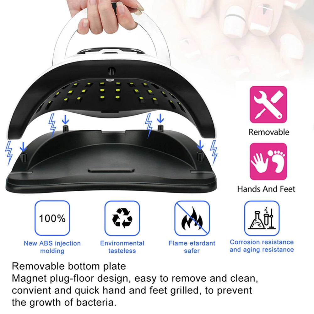 Lampă UV LED SUN X12 MAX pentru manichiură, lampă UV cu 66 de LED-uri pentru uscător de unghii cu senzor inteligent, instrument profesional de salon