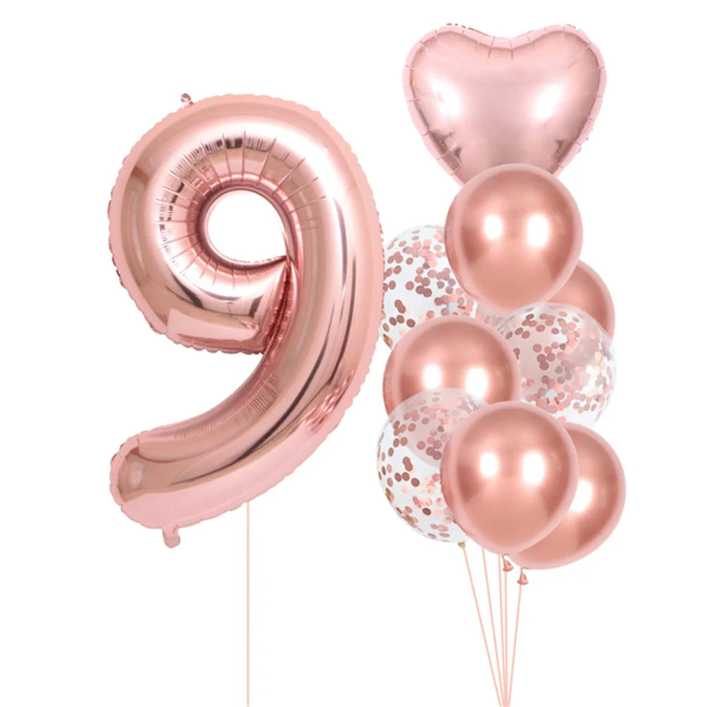 GIHOO 21118 Zahlenballons Roségold - 10 Stück 40 cm Latex