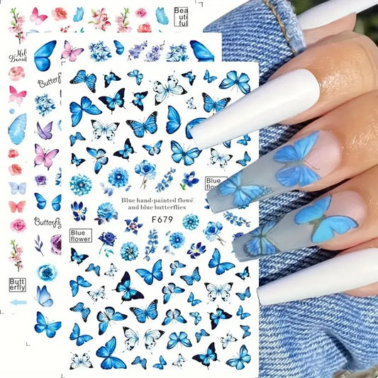 NailArt Schmetterling Sticker Selbstklebend - 6 Stück 3D