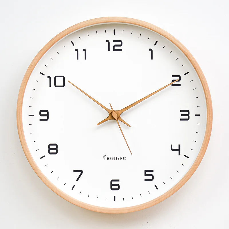 Nordic Solid Wood Wall Clock Living Room Household Clock Decoration Silent Clock Japanese Modern Light Luxury Creative Clock