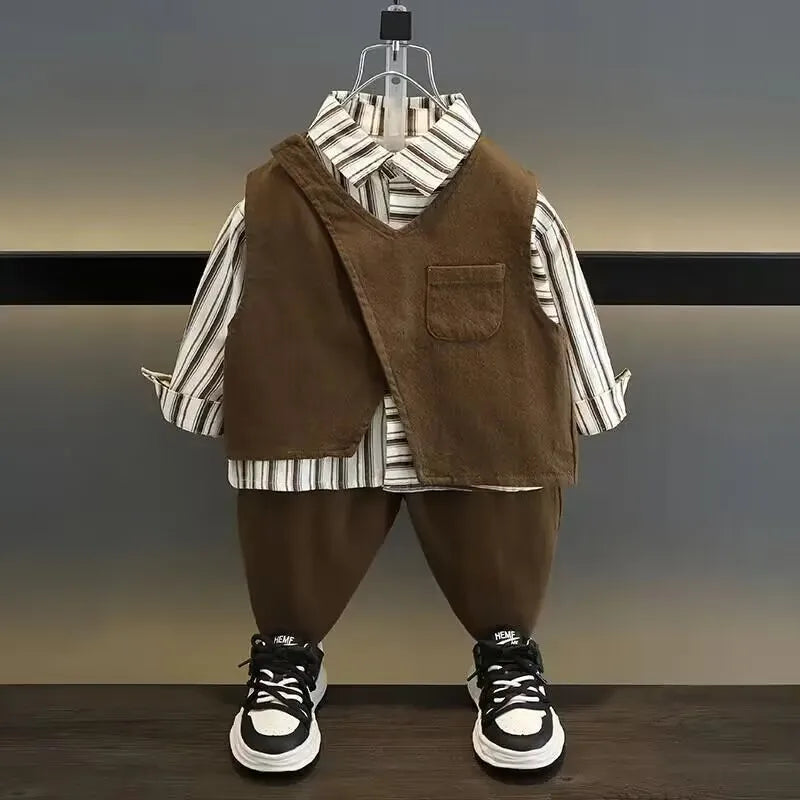 Korean Jungen Set - 3-Teiliges Outfit Ganzjährig Größe 4-6