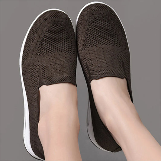 Women's Casual Slip on Sneakers Breathable Flying Woven Mesh Upper Jogging Shoes for Walking Biking Driving - Golden Bridge Store